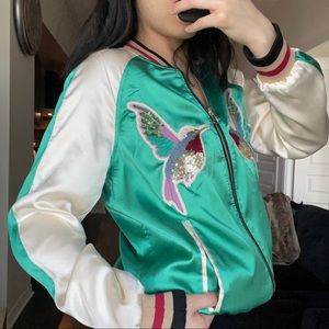 Reversible silky bomber jacket